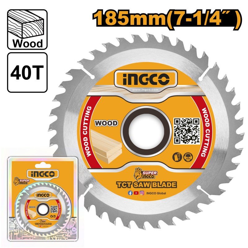 Disc pentru lemn 185х20mm 40T INGCO TSB118515