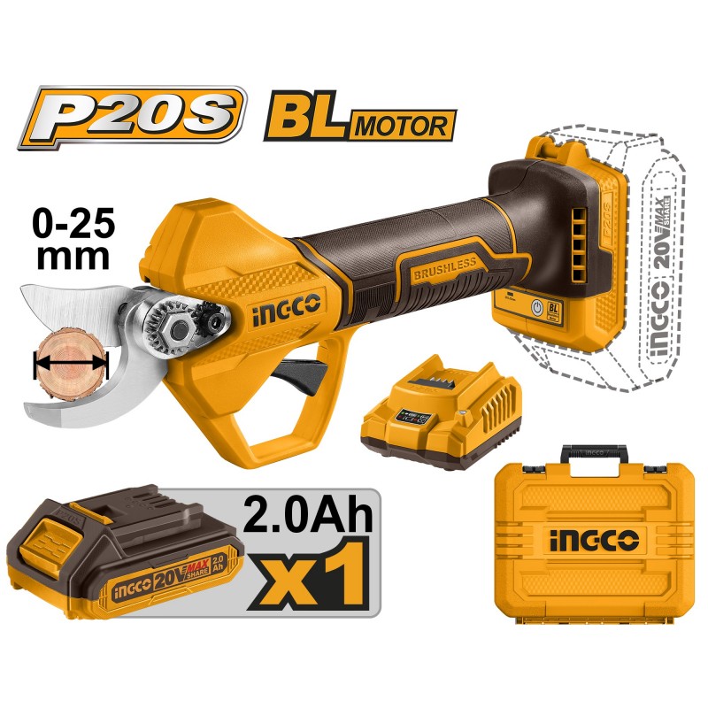 Foarfece cu acumulator Li-Ion 20V/1*2Ah INGCO CSSLI202581