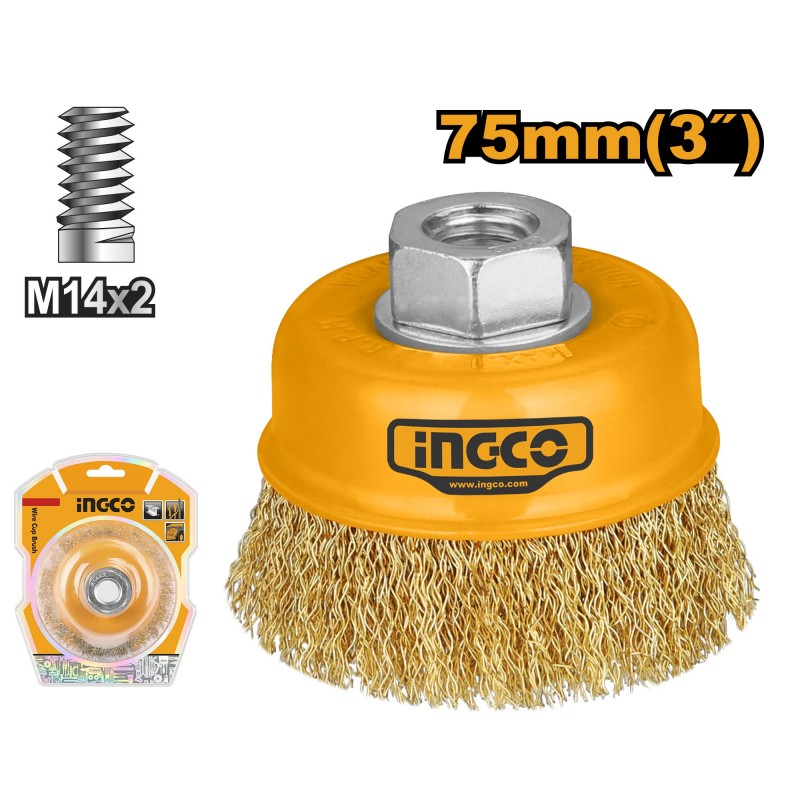 Perie cupa slefuit сu sarma M14 D 75mm INGCO