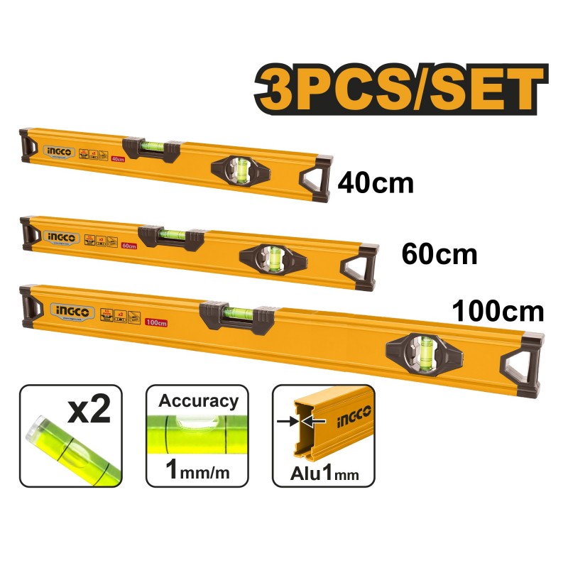 Set 3 nivele 40/60/100cm INGCO HSL10403
