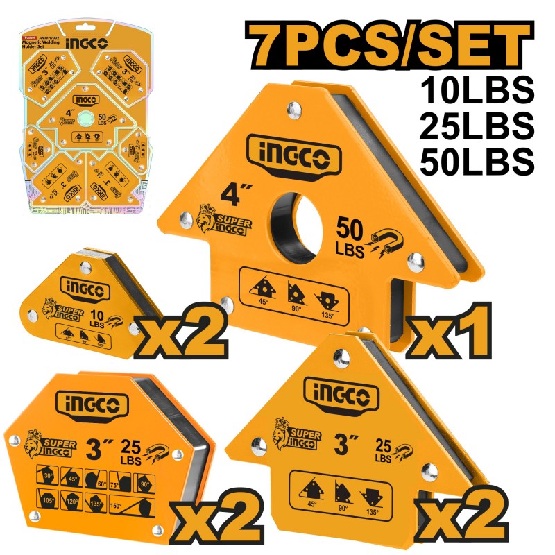 Set 7 buc dispozitiv magnetic reglabil pentru sudura INGCO AMWH7002