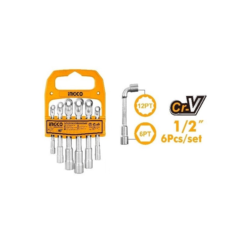 Set chei tubulare cu unghi L 6 buc 7-14mm INGCO LASWT0601
