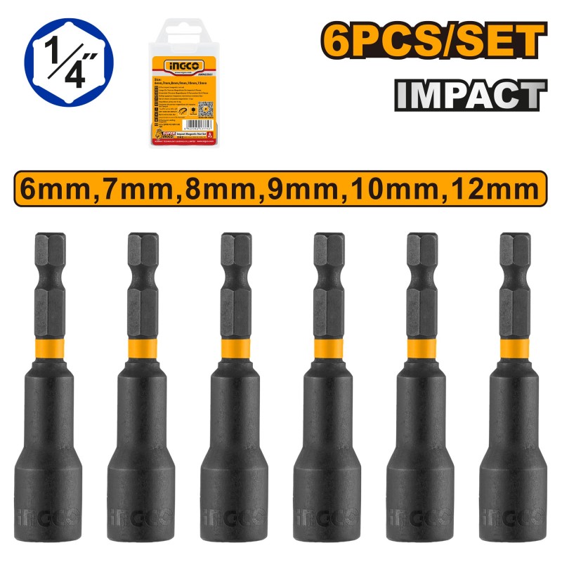 Set de biți hexagonale 6 buc 6-12mm INGCO AMN65061