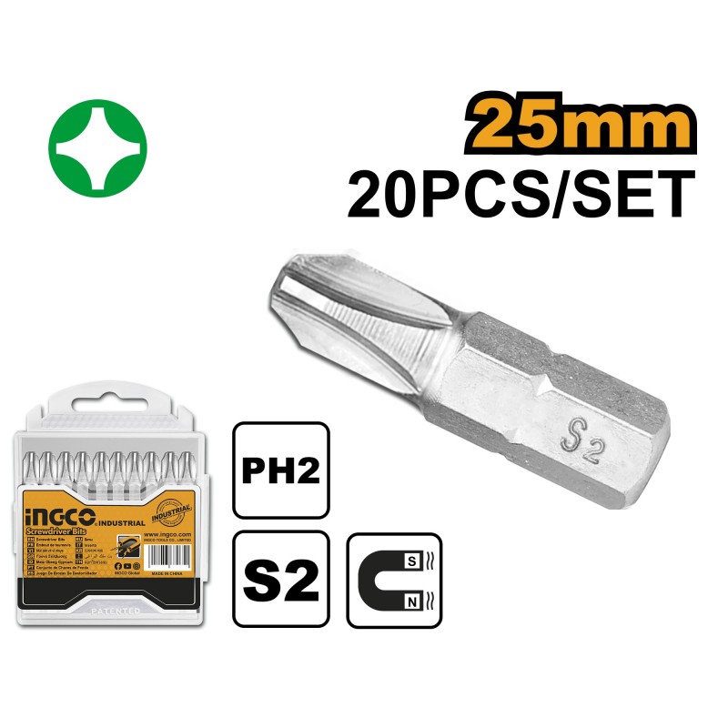 Set de biți PH2 20 buc INGCO SDB11PH213