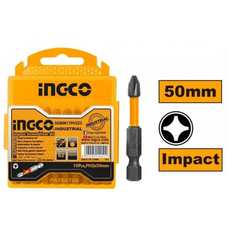 Set de biti PH2 10 buc 50mm INGCO SDBIM11PH223