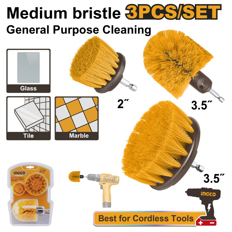 Set de perii pentru curatat 3 buc INGCO WCBM0301